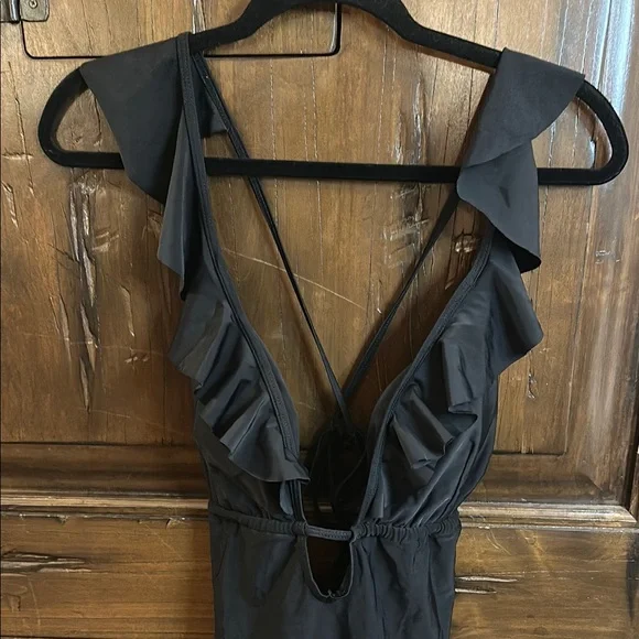 Cupshe Black Ruffled One Piece Swimsuit - Picture 2 of 6